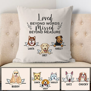 Loved Beyond Words, Personalized Memorial Pillows, Custom Gift for Dog Lovers