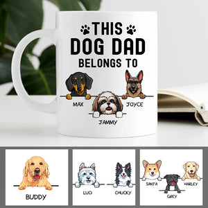 This Dog Dad Belongs To, Personalized Coffee Mug, Custom Gifts for Dog Lovers, Father's Day gift