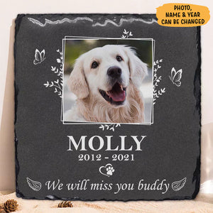 We Will Miss You Buddy, Memorial Gift For Pet Lovers, Custom Photo, Personalized Pet Memorial Stone