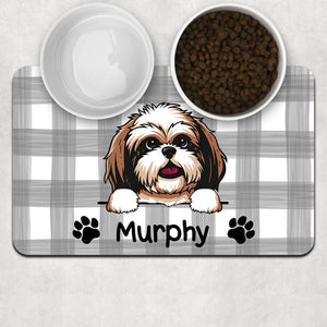 Custom Dog Plaid Pet Placemat, Personalized Pet Food Mat, Dog Lovers Gifts