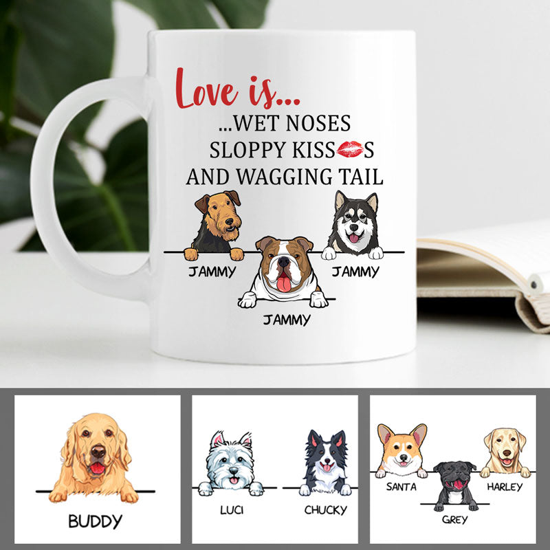 Noses Kisses Tail, Funny Personalized Coffee Mug, Custom Gift for Dog Lovers, Father's Day gift