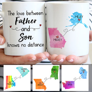 Long Distance Father and Son Personalized State Colors Coffee Mug For Dad, Custom Father's Day Gift