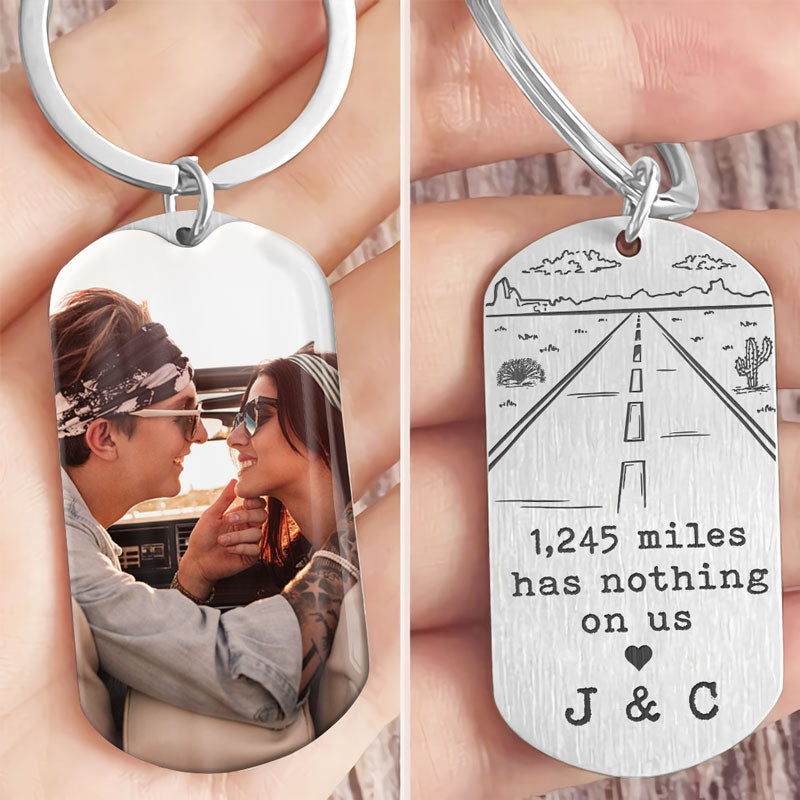 Distance Has Nothing On Us, Personalized Keychain, Anniversary Gifts For Him, Custom Photo