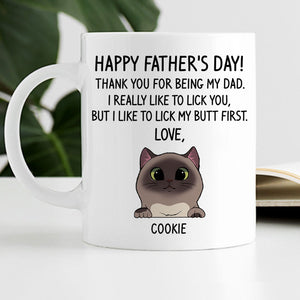 Thank You For Being My Dad , Funny Custom Photo Coffee Mug, Personalized Gift for Cat Lovers