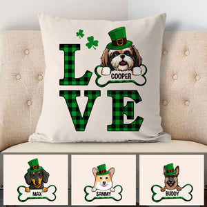 Love, Personalized St. Patrick's Day Pillows, Custom Gift for Dog Lovers