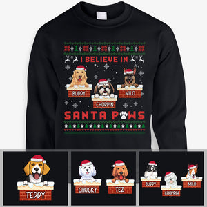 Santa Paws, Personalized Custom Sweaters, T shirts, Christmas Gifts for Dog Lovers