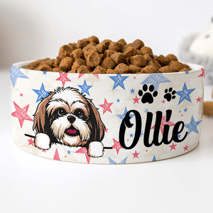 Personalized Custom Dog Bowls, Plaid Stars, Gift for Dog Lovers