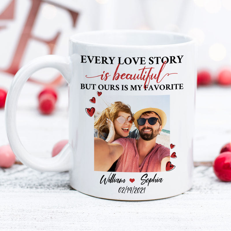 Every Love Story Is Beautiful, Custom Photo, Personalized Mugs, Valentine's Day gift, Anniversary gifts