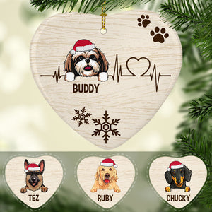 Heart Beat Christmas Ornaments, Personalized Heart Ornaments, Custom Gift for Dog Lovers