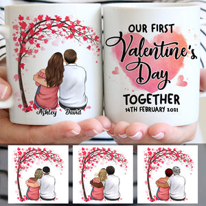 Our First Valentine's Day Together, Couple Tree, Anniversary gifts, Personalized Mugs, Valentine's Day gift