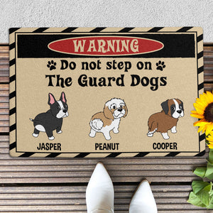 Do Not Step On Guard Dogs, Gift For Dog Lovers, Personalized Doormat, New Home Gift