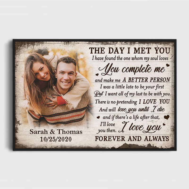 The Day I Met You, Personalized Poster, Anniversary Gift For Couple, Custom Photo