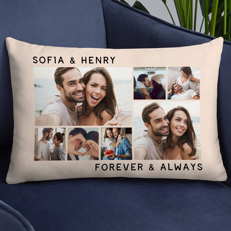 Forever And Always Pillow, Photo Collage For Couples, Personalized Pillows, Anniversary Gift, Custom Gift For Couples (Insert Included)