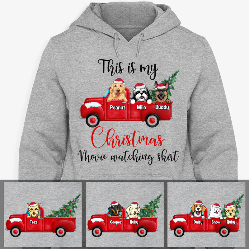 Christmas Movie Watching Shirt, Personalized Custom Hoodie, Sweater, T shirts, Gift for Dog Lovers