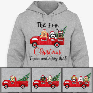 Christmas Movie Watching Shirt, Personalized Custom Hoodie, Sweater, T shirts, Gift for Dog Lovers