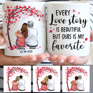 Every Love Story Is Beautiful, Couple Tree, Anniversary gifts, Personalized Mugs, Valentine's Day gift