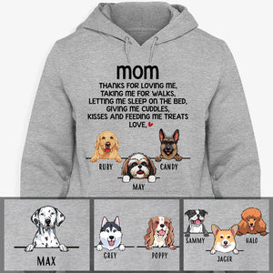 Mom, Thanks For Loving Me, Personalized Custom Hoodie, Sweater, T shirts, Christmas Gift for Dog Lovers