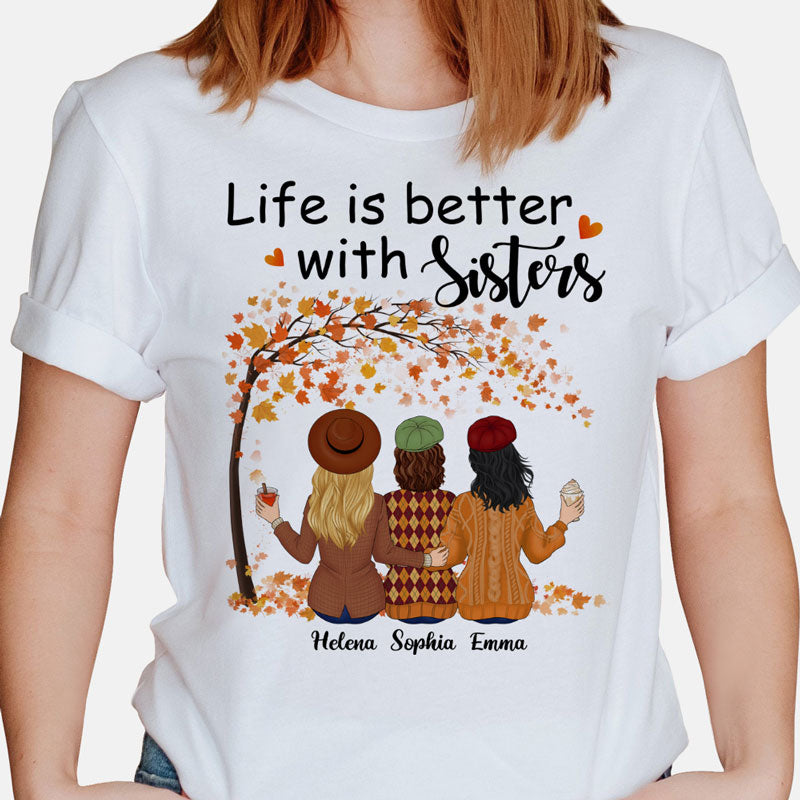 Custom Sisters Quotes, Autumn Fall Tree, Personalized Shirt, Gifts for Sisters