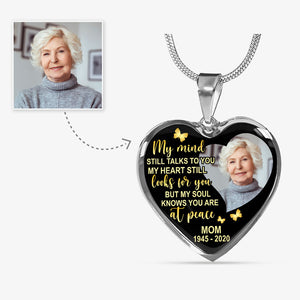 My Soul Knows You Are At Peace, Custom Photo, Luxury Heart Necklace