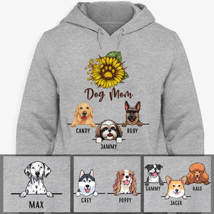 Dog Mom, Sunflower, Personalized Custom Hoodie, Sweater, T shirts, Christmas Gift for Dog Lovers