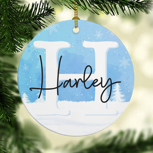 Personalized Name Snow, Christmas Ornaments, Custom Holiday Decoration