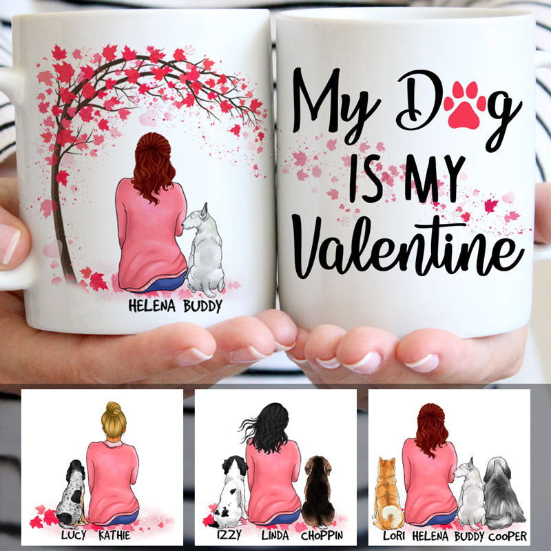 My Dog is my Valentine, Red Tree, Personalized Mugs, Custom Gifts for Dog Lovers