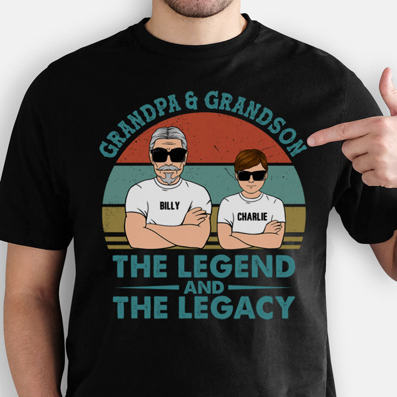 Grandpa And Grandson The Legend And The Legacy, Personalized Father's Day Shirt