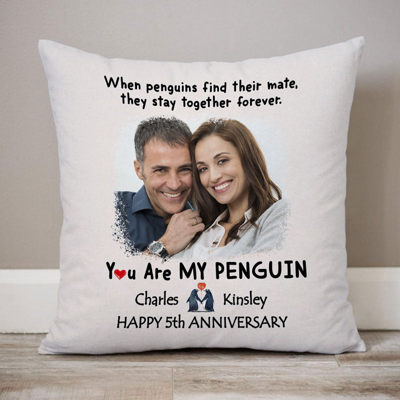 You Are My Penguin, Custom Photo Pillow, Personalized Pillows, Custom Gift for Couple