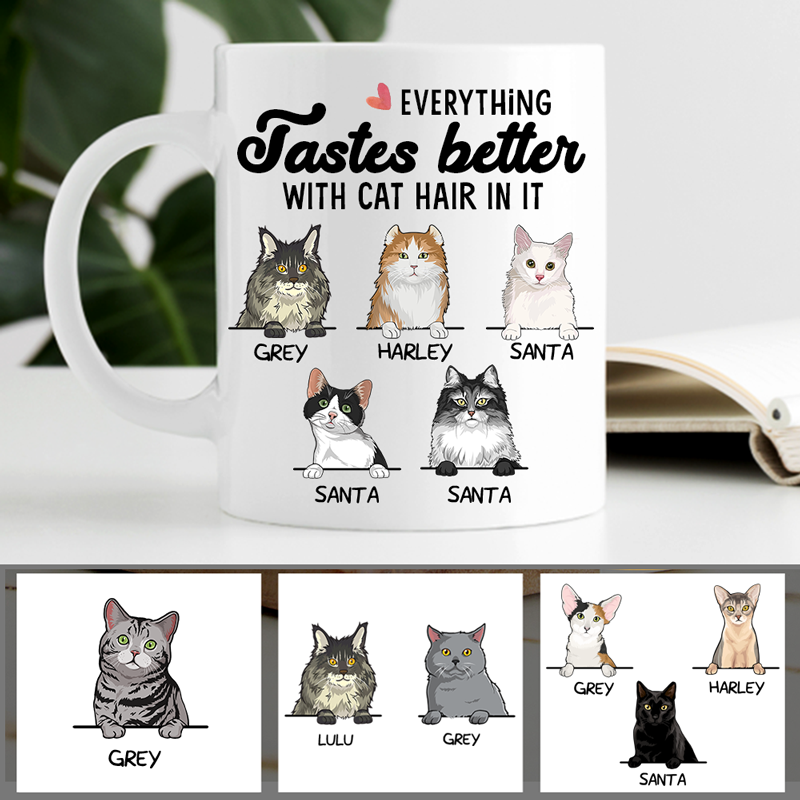 Better With Cat Hair In It, Custom Coffee Mug, Personalized Gifts for Cat Lovers