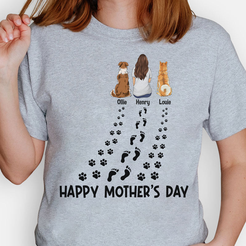 Happy Mother's Day Paw Prints, Personalized Shirt, Gift For Dog Lovers