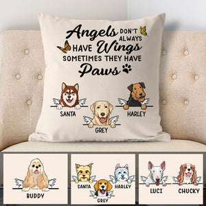 Wings and Paws, Personalized Memorial Pillows, Custom Gift for Dog Lovers