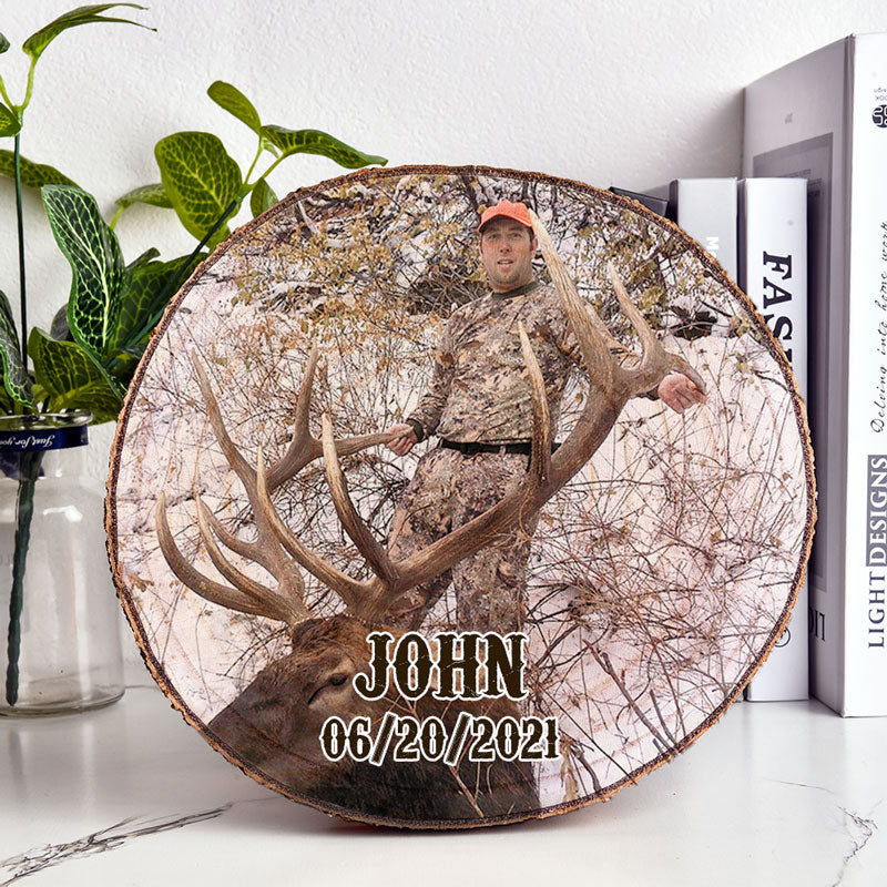 Hunting Photo Wood, Personalized Photo Wood Slice, Custom Photo Gift, Deer Hunting Photo Wood