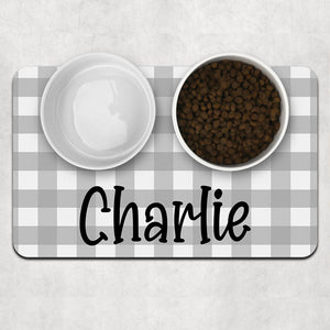 Plaid Pattern Pet Placemat, Personalized Pet Food Mat, Pet Lovers Gifts