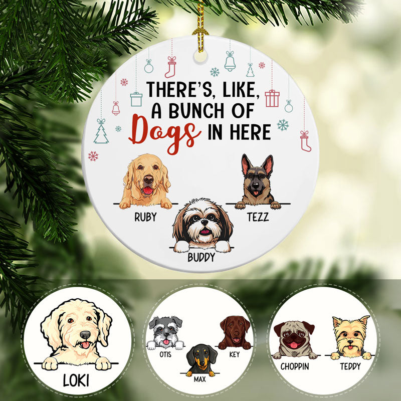 Dogs In Here, Personalized Circle Ornaments, Custom Gift for Dog Lovers