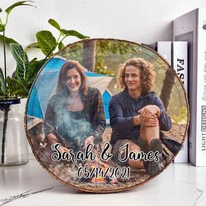 Camping Photo Wood, Personalized Photo Wood Slice, Custom Photo Gift, Campfire Photo Wood