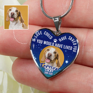 Love Saved You Forever, Pet Memorial, Custom Photo, Luxury Heart Necklace