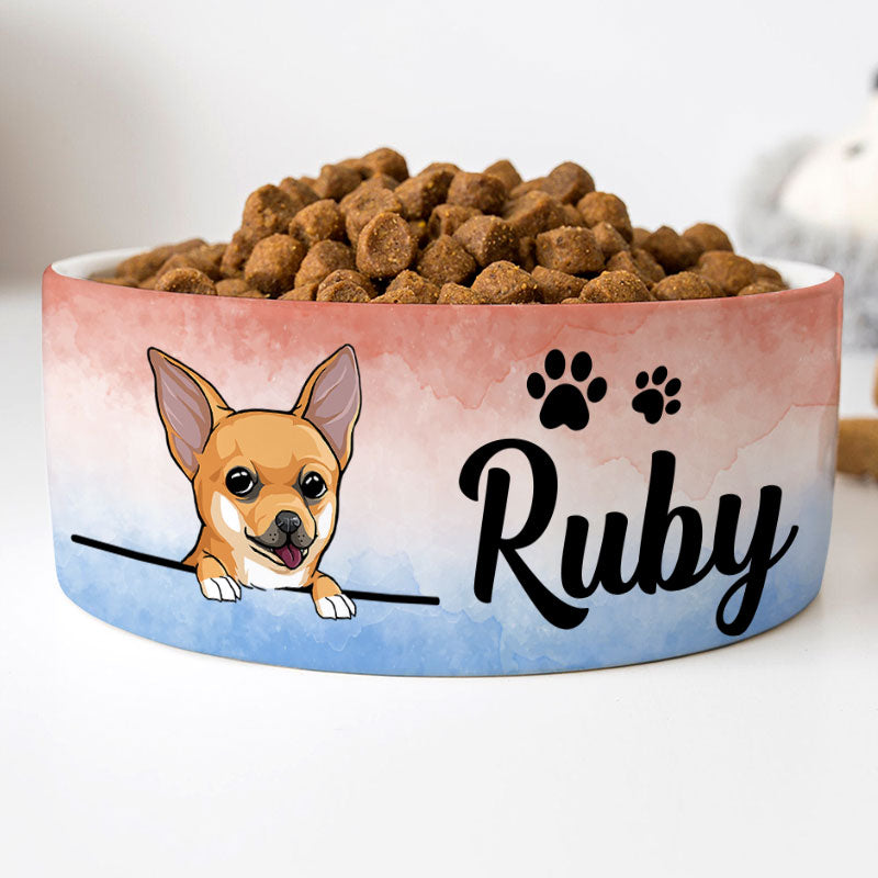 Personalized Custom Dog Bowls, Watercolor Paint, Gift for Dog Lovers