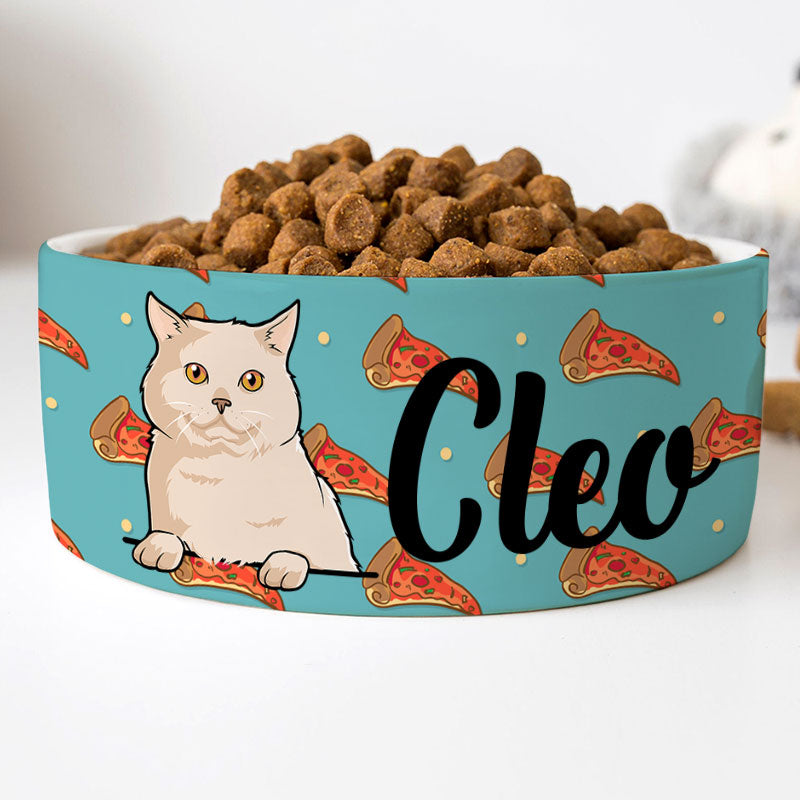 Personalized Custom Cat Bowls, Pizza Slices, Gift for Cat Lovers