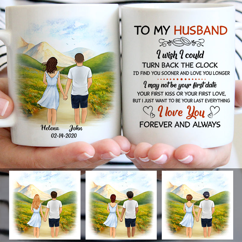 To my husband I wish I could turn back the clock Spring field, Customized mug, Anniversary gifts, Personalized love gift for him