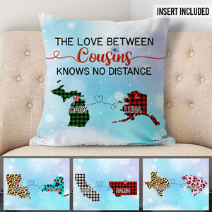 Cousins Long Distance, Personalized State Colors Pillow, Custom Christmas Gift