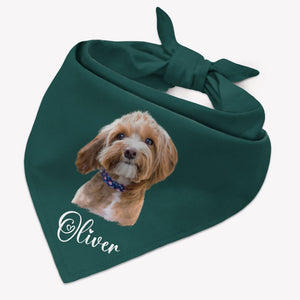 Dog Photo Name Bandana, Personalized Bandana, Custom Gifts For Dog, Custom Photo