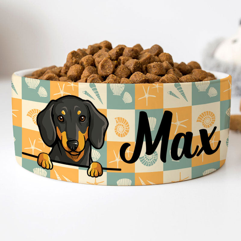 Personalized Custom Dog Bowls, Sea Shells, Gift for Dog Lovers