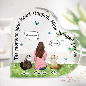 The Moment Your Heart Stopped Cat, Personalized Keepsake, Heart Shaped Plaque, Memorial Gift For Cat Lovers