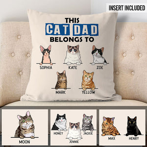 This Cat Dad Belongs To, Personalized Pillows, Custom Gift for Cat Lovers