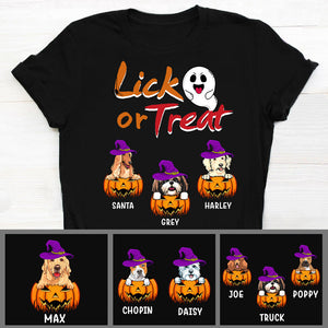 Lick or Treat, Funny Dark Custom Halloween T Shirt, Personalized Gifts for Dog Lovers