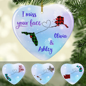 I miss your face, Personalized Heart Ornaments, Custom Holiday Gift