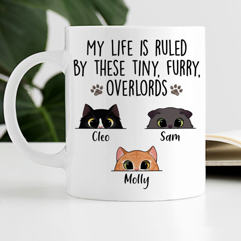 Furry Overlord Mugs, Funny Custom Coffee Mug, Personalized Gift for Cat Lovers