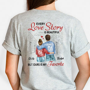 Love Story Is Beautiful, Personalized Shirt, Back Print Shirt, Anniversary Gifts For Couple