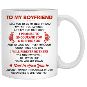 To My Boyfriend I Promise To Encourage You, King Queen , Anniversary gifts, Personalized Mugs, Valentine's Day gift