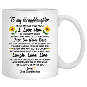 To my Granddaughter, I'll always be with you, Beach, Customized mug, Personalized gifts, Mother's Day gifts